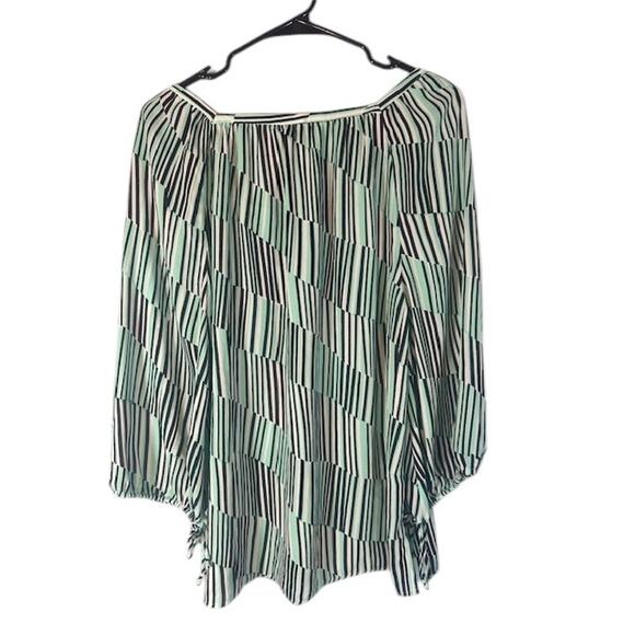 Banana Republic Green Multi Color Striped Geo Dressy Blouse Top Women Sz S - Picture 2 of 7